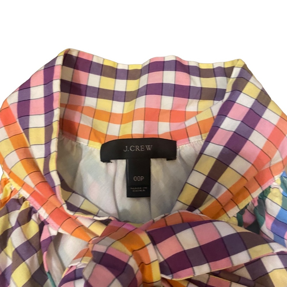 J Crew Rainbow Gingham Tie Neck Shift Dress - Picture 7 of 10